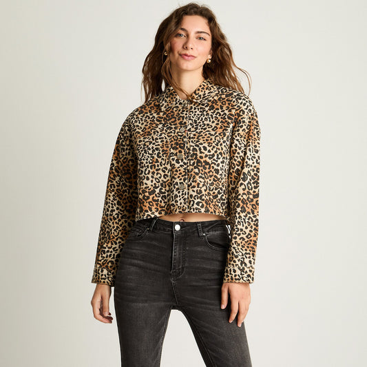 Chaqueta denim estampado animal prints