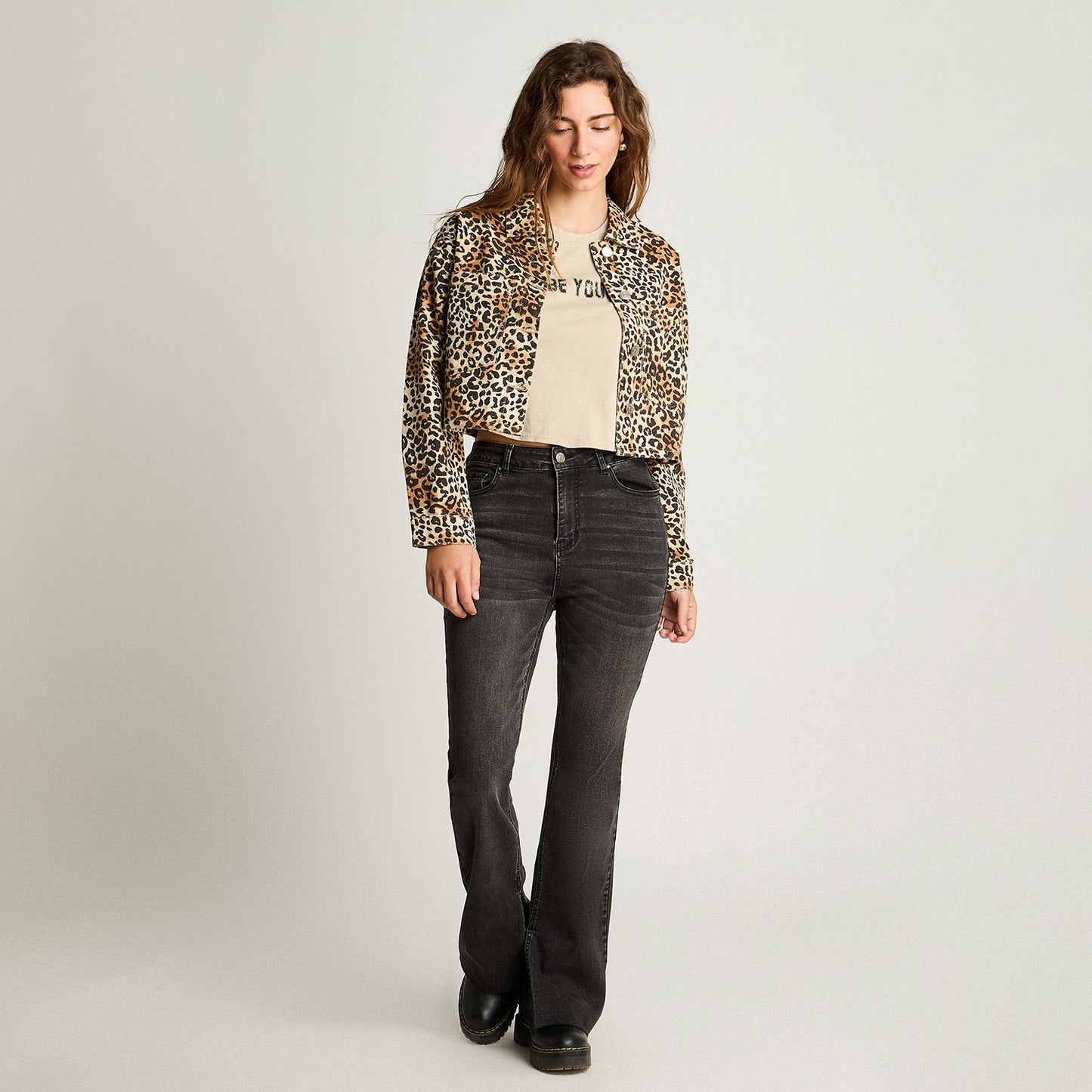 Chaqueta denim estampado animal prints