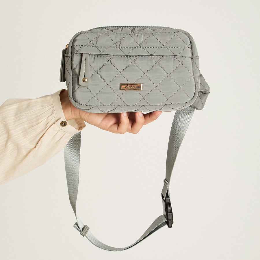 BANDOLERA TELA QUILT GRIS