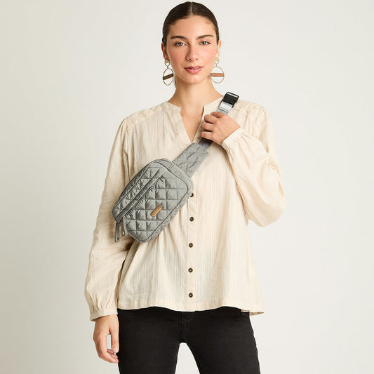 BANDOLERA TELA QUILT GRIS