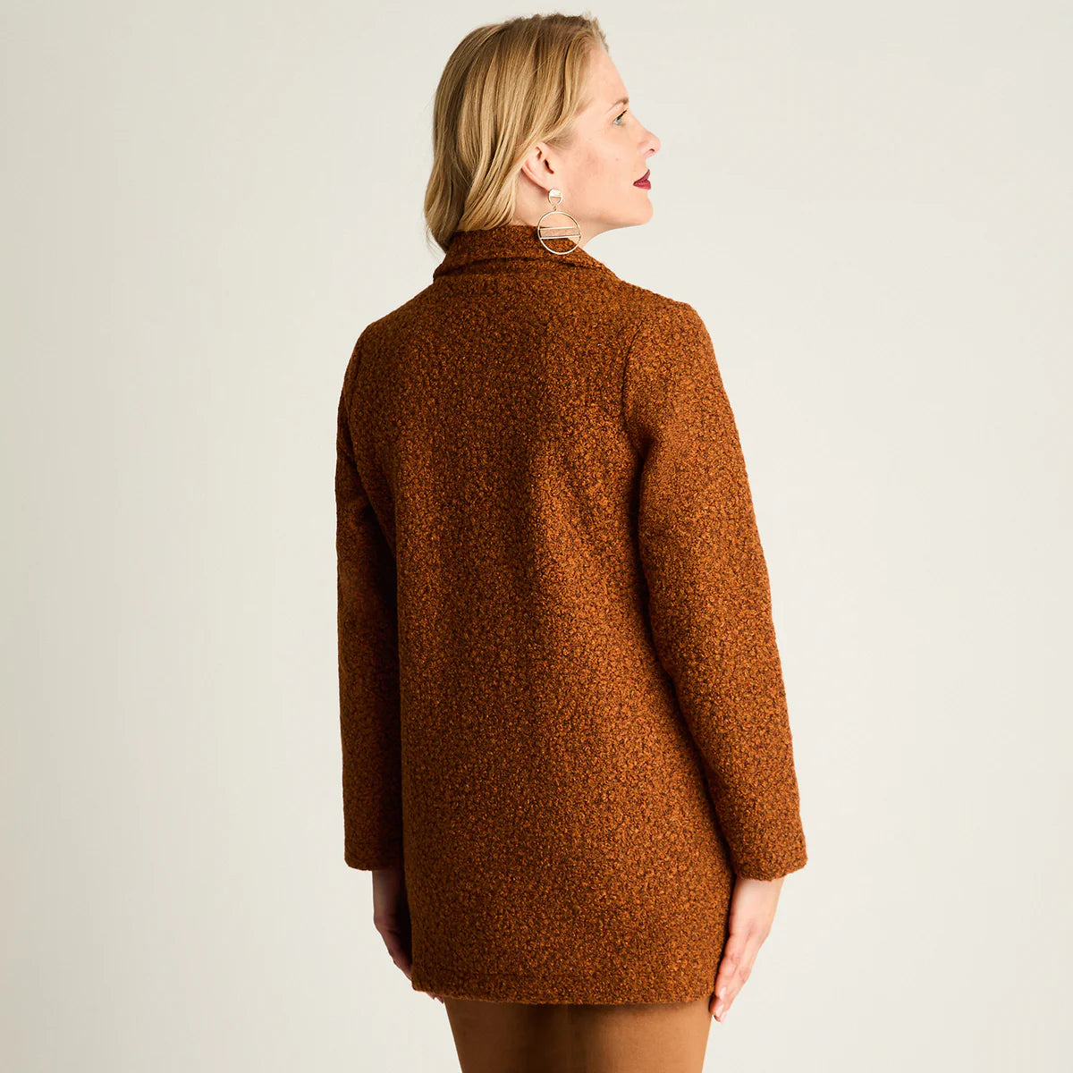 Cardigan Bouclé Terracota Mujer - Textura Premium Elegante